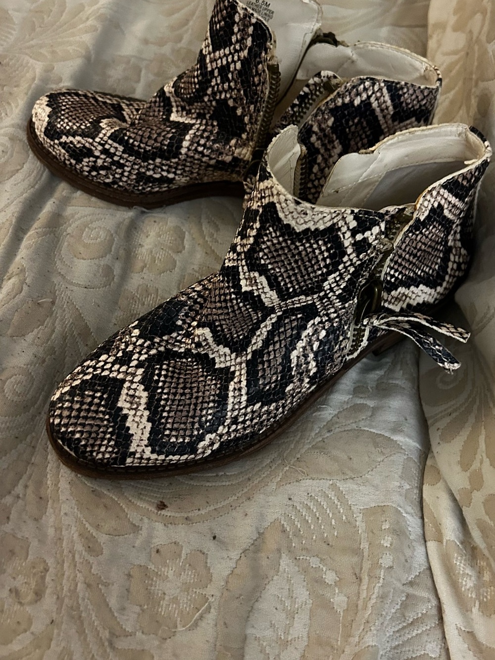 Gianni Bini Snake Print Ankle Boots